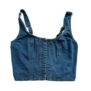Lone Star medium wash blue denim cropped tank top size S